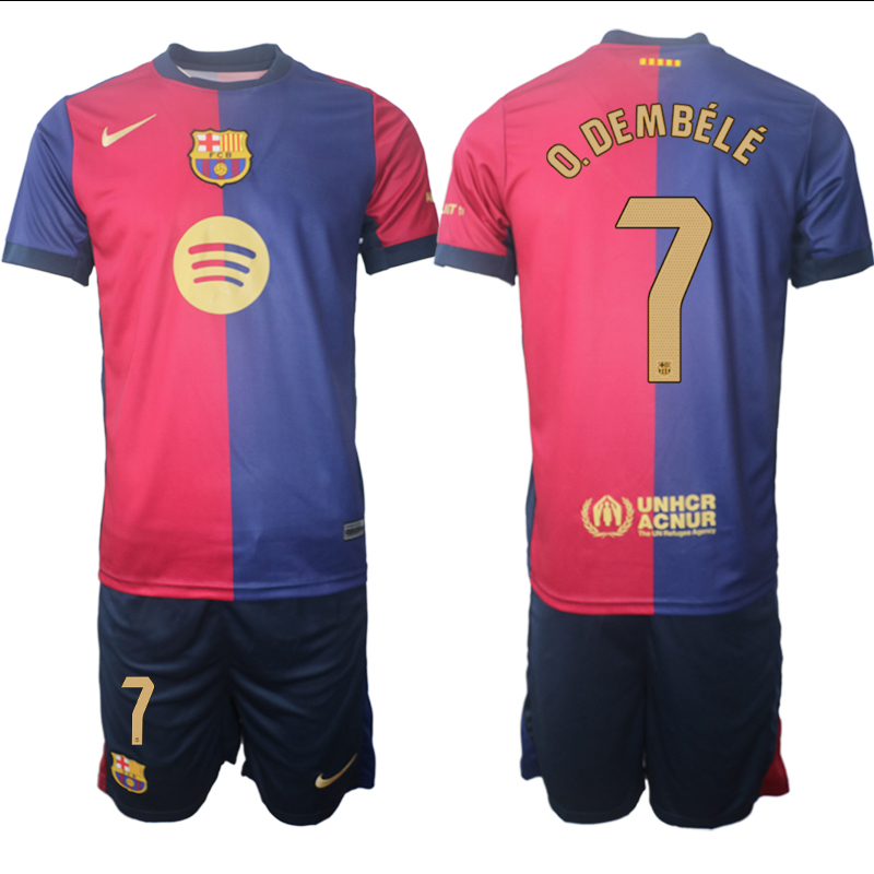 Men 2024-2025 Club Barcelona home Red blue #7 Soccer Jersey->barcelona jersey->Soccer Club Jersey